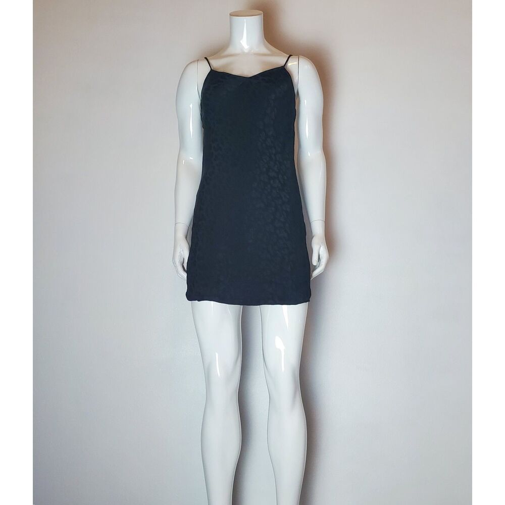 Topshop Black Leopard Print Mini Slip Dress
